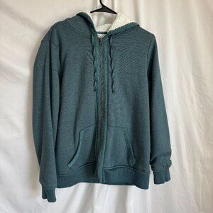 Orvis Blue Teal Women's Medium Fleece Lined Full-Zip Hoodie L